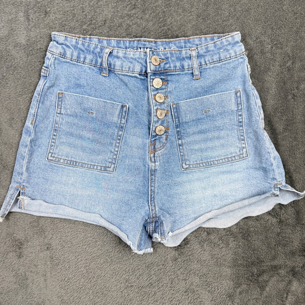 Gemma Rae Women's Denim Shorts Size 9/29 Light Wash High Waist Button Front